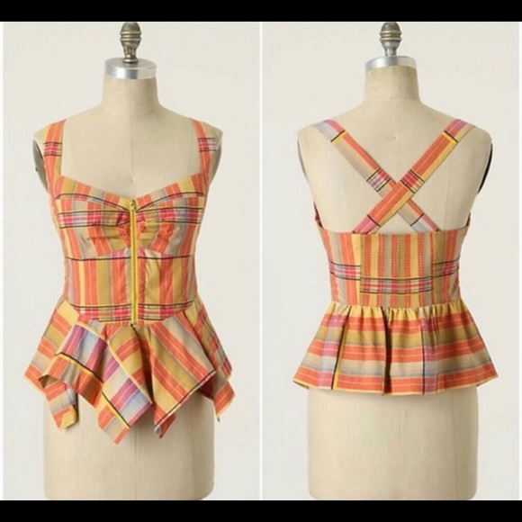 Striped zip-up Anthropologie’s Odille Top sz4/6 - Picture 1 of 7